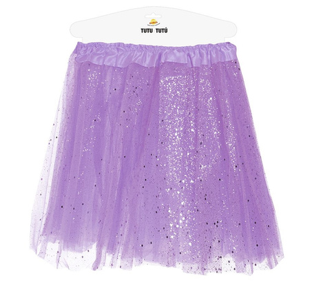 SPÓDNICZKA TUTU FIOLETOWA Z DROBINKAMI TIUL 40 CM