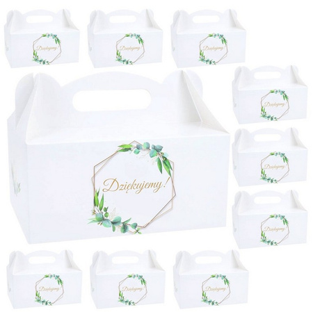 PUDEŁKA NA CIASTO DZIĘKUJEMY LISTKI 10 SZT 19 X 14 X 9 CM 