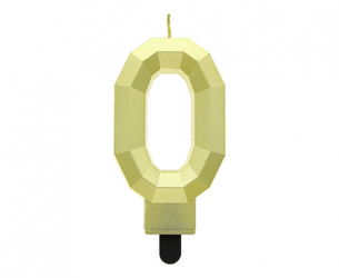 ŚWIECZKA CYFRA 0 DIAMENT METALIK ZŁOTY 7.6 CM