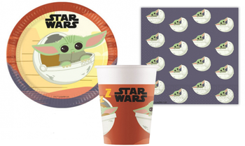 ZESTAW STAR WARS BABY YODA TALERZYKI+KUBECZKI+SERWETKI