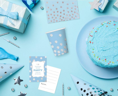 ZAPROSZENIA URODZINOWE Z KOPERTĄ SREBRNE GROSZKI 6 SZT