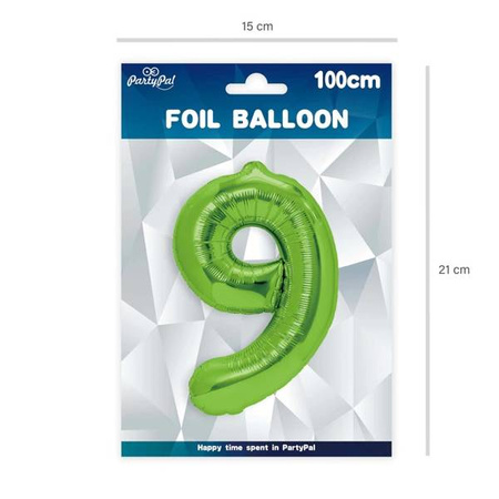 BALON FOLIOWY 100 CM CYFRA 9 ZIELONY