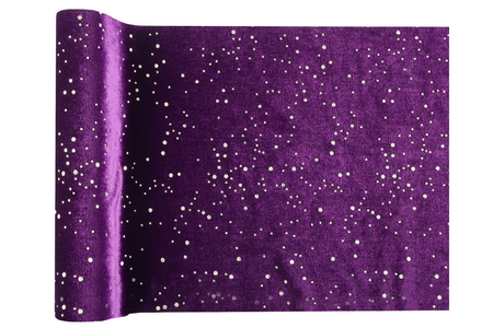 BIEŻNIK AKSAMITNY FIOLETOWO-ZŁOTY 26 X 250 CM