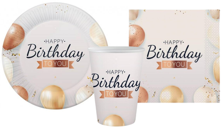 ZESTAW HAPPY BIRTHDAY TO YOU TALERZYKI+KUBECZKI+SERWETKI