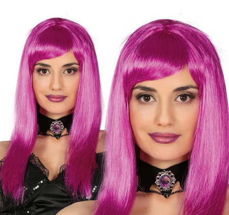 PERUKA FIOLETOWA NEON DŁUGIE WŁOSY 