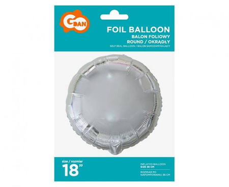 BALON FOLIOWY OKRĄGŁY SREBRNY 18 CALI 36 CM