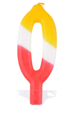 ŚWIECZKA URODZINOWA CYFRA 0 KOLOROWA 10 CM
