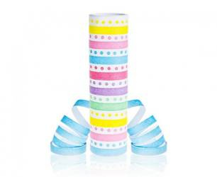 SERPENTYNA W GROSZKI I PASKI TĘCZOWA 4m