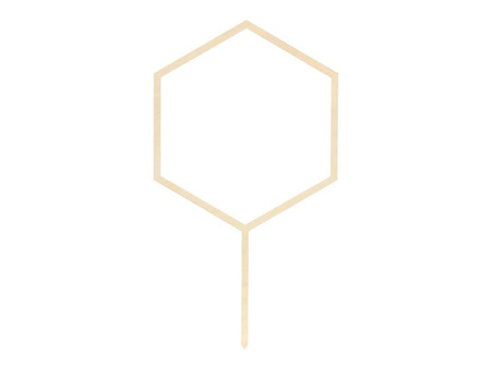 Topper drewniany Heksagon, 24cm (1 karton / 40 szt.)