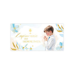 ZAPROSZENIA NA PIERWSZĄ KOMUNIĘ NIEBIESKIE 10 SZT. IHS