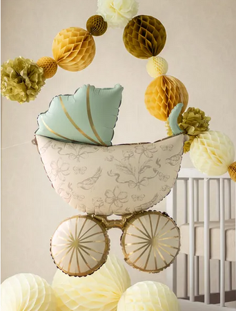 BALON FOLIOWY WÓZEK 67 X 96 CM BABY SHOWER
