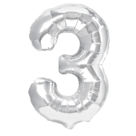 BALON FOLIOWY 70 CM CYFRA 3 SREBRNY