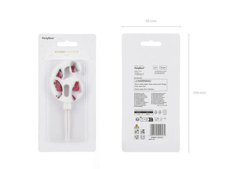 ŚWIECZKA URODZINOWA CYFRA 6 Z PŁATAKMI KWIATÓW 8 CM