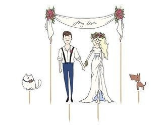 Topper na tort My love, 8-23,5cm, 4 szt