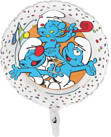 BALON FOLIOWY OKRĄGŁY SMERFY 45 CM 