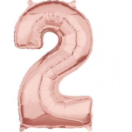 BALON FOLIOWY CYFRA 2 JASNY RÓŻ 66 CM