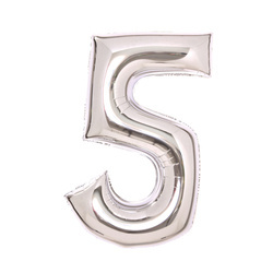 BALON FOLIOWY CYFRA 5 SREBRNY 66 CM