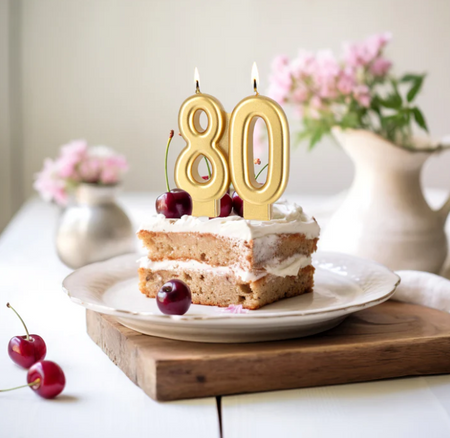 ŚWIECZKA URODZINOWA CYFRA 80 7,7 CM ZŁOTA 