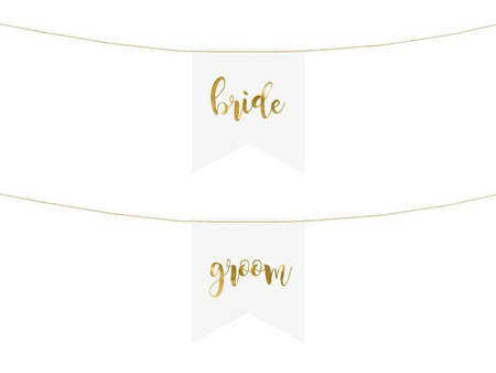 Zawieszki na krzesła - Bride Groom, złoty (1 karton / 50 op.) (1 op. / 2 szt.)