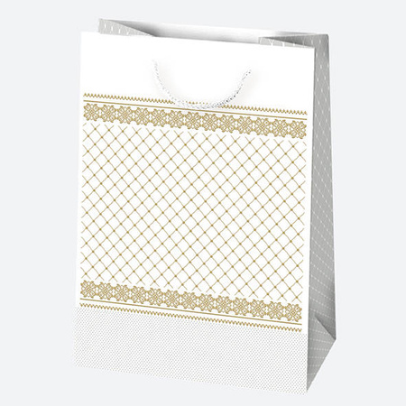 TORBA PREZENTOWA ZE ZŁOTYM WZOREM 23X32X11 CM