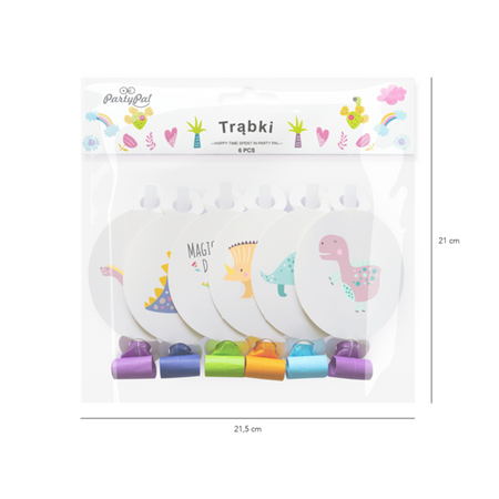 TRĄBKI DINOZAURY 6 SZT.