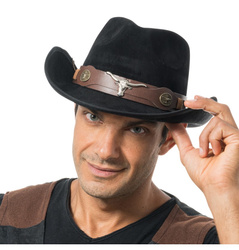 KAPELUSZ KOWBOJSKI CZARNY ZAMSZ