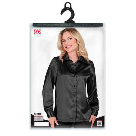 KOSZULA DAMSKA SATYNOWA CZARNA 