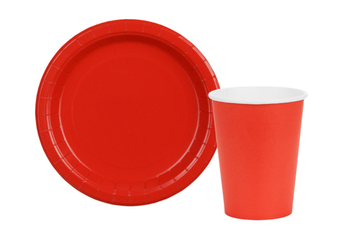 ZESTAW TALERZYKI+KUBECZKI CZERWONE 