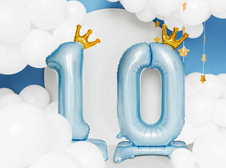 STOJĄCY BALON FOLIOWY CYFRA 0 BŁĘKIT