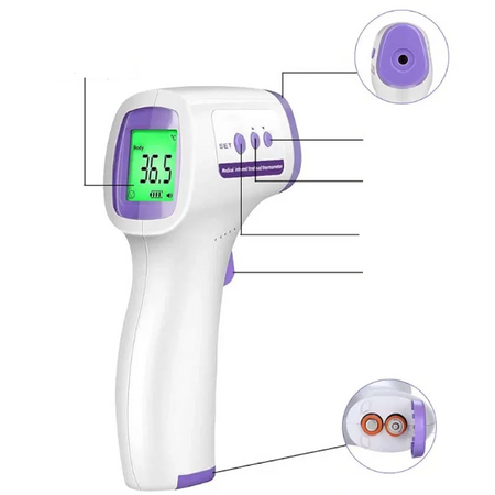 TERMOMETR BEZDOTYKOWY NA PODCZERWIEŃ Z BATERIAMI 