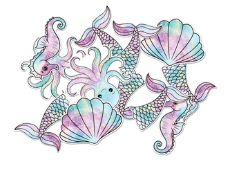 DEKORACJA DWUSTRONNA SYRENKA 12 SZT