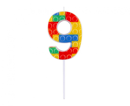 ŚWIECZKA CYFRA 9 KOLOROWA KLOCKI