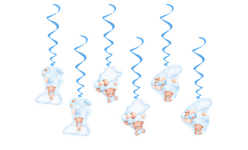 ŚWIDERKI BŁĘKITNE MISIE Z BALONIKAMI 6 SZT