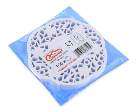 SERWETKI DEKORACYJNE 11 CM 100 SZT BIAŁE AŻUROWE