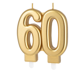 ŚWIECZKA URODZINOWA CYFRA 60 7,7 CM ZŁOTA