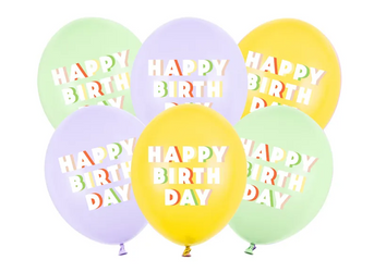 BALONY LATEKSOWE HAPPY BIRTHDAY 30 CM 6 SZT