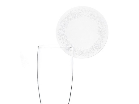 Wizytówki na kieliszki okrągłe, biały, 7,5cm (1 karton / 50 op.) (1 op. / 10 szt.)