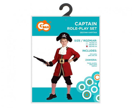 Zestaw dla dzieci Kapitan (bluzka, spodnie, żabot, pasek, kapelusz), rozm.130/140 cm
