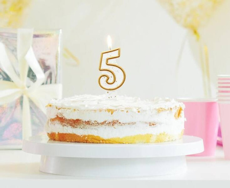 ŚWIECZKA URODZINOWA BIAŁO-ZŁOTA 5