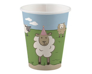 KUBECZKI PAPIEROWE URODZINOWE OWIECZKI 250 ML 8 SZT