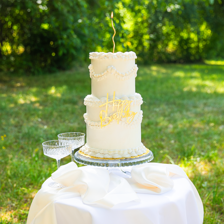 TOPPER NA BOK TORTU HAPPY BIRTHDAY ZŁOTY LUSTRZANY