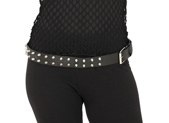 PASEK CZARNY ROCKOWY Z ĆWIEKAMI