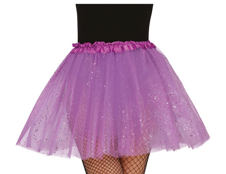 SPÓDNICZKA TUTU FIOLETOWA Z DROBINKAMI TIUL 40 CM