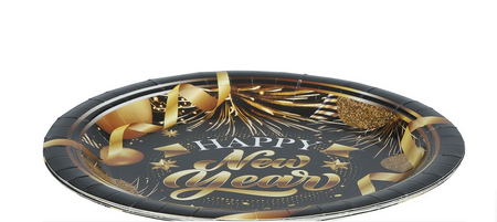 TALERZYKI PAPIEROWE SYLWESTROWE HAPPY NEW YEAR 23 CM 6 SZT
