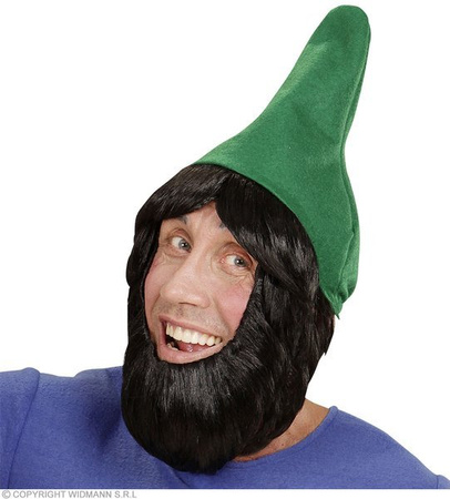 PERUKA+BRODA+CZAPKA GNOMA ZIELONA