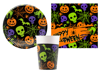 ZESTAW HAPPY HALLOWEEN TALERZYKI + KUBECZKI + SERWETKI