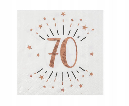 SERWETKI PAPIEROWE 70 URODZINY RÓŻOWE 33 CM 10 SZT.