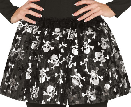 SPÓDNICZKA DAMSKA TUTU CZARNA CZASZKI 40 CM 