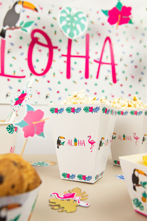 PUDEŁKA NA POPCORN ALOHA PARTY 6 SZT