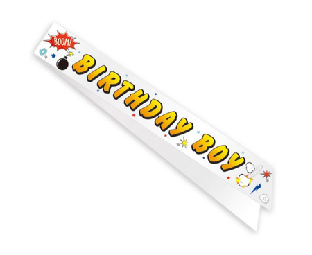 Szarfa urodzinowa Birthday Boy Bohater 150x10 cm komiks urodziny chłopca